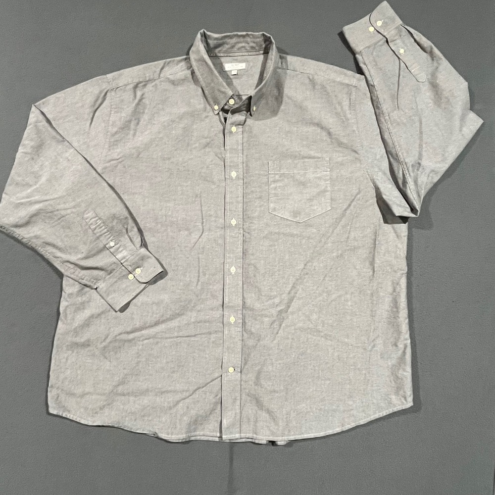 OLD NAVY Long Sleeve Button Down Shirt Men's XXXL Gray Cotton Busioness Casual *